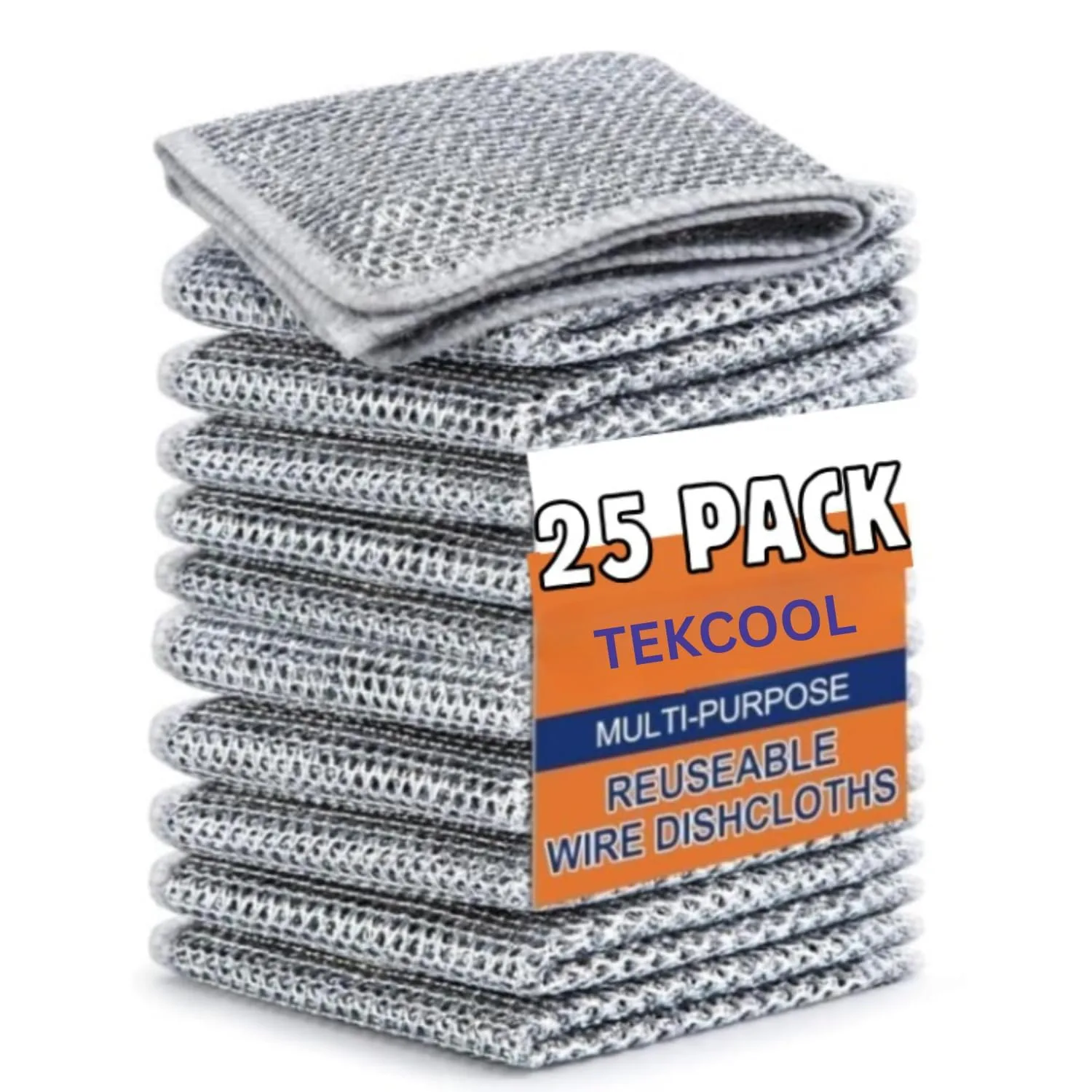 TEKCOOL (25 Pack) Non-Scratch Dish Wash Cloth, Steel Wire Dish Cloth at ₹134