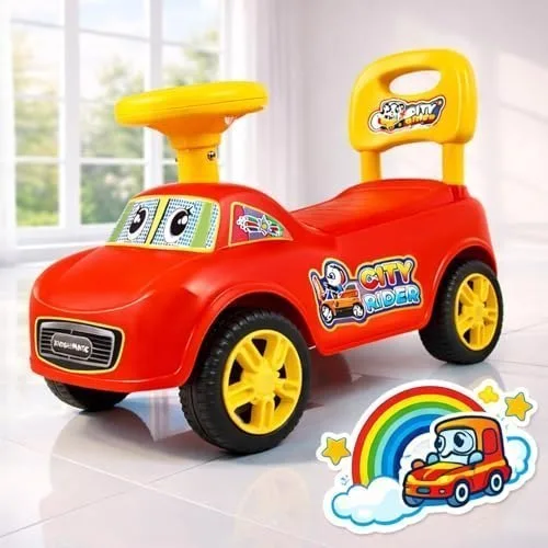 Kidsmate City Rider Baby Ride-On Push Car for Kids | Fun & Safe Ride Baby Car with Steering Wheel & Comfortable Backrest | Perfect for Indoo at ₹649