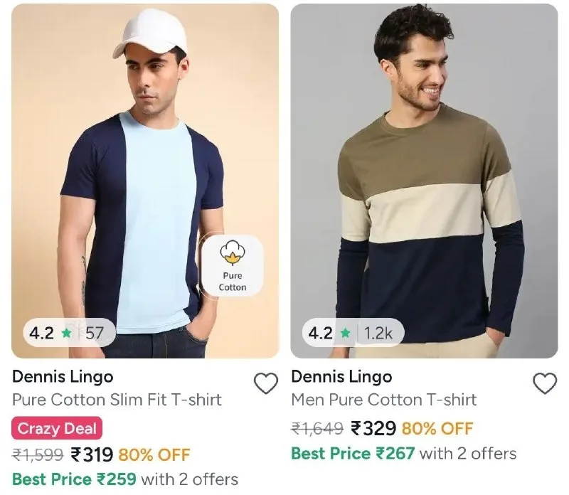 Upto 80% Off On Men's T-shirts