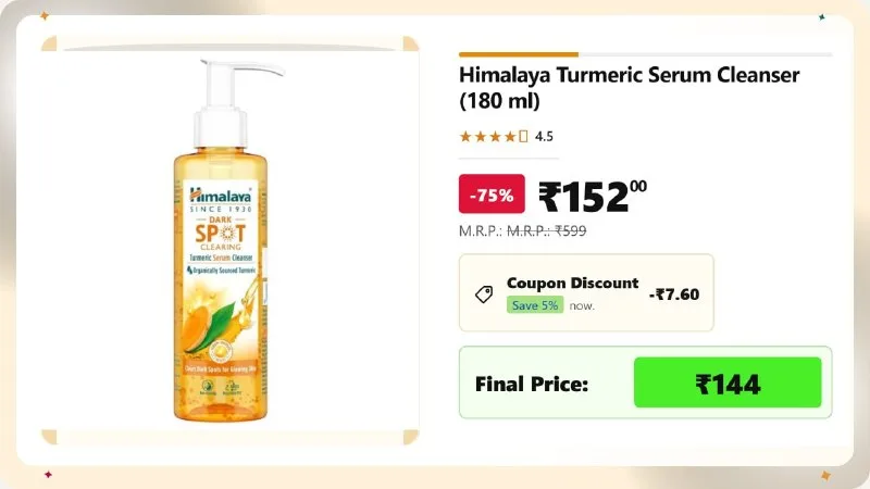 Himalaya Turmeric Serum Cleanser (180 ml) at ₹144