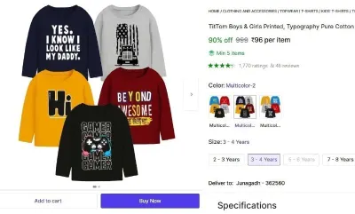 Cotton T-Shirt at ₹96