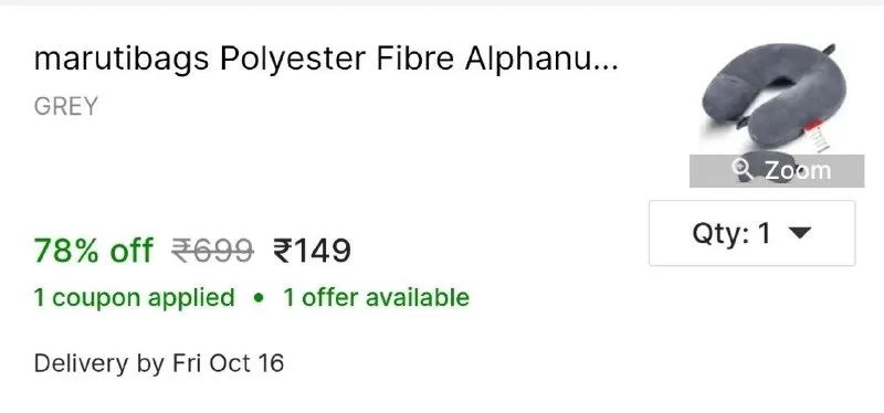 Travel Neck Pillow Set of 2 at ₹149