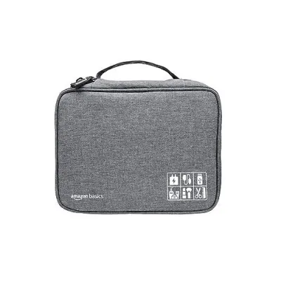 Amazon Basics Travel Organiser for Electronic Accessories, Flexible Padded Dividers, Waterproof, Foam Padding, for Cables, Chargers, Hard Di at ₹259