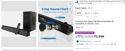 Portronics Pure Sound 106 120W 2.1 Soundbar at ₹2,999