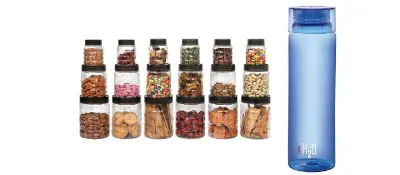 Cello Checkers Plastic PET Canister Set, 18 Pieces, (1 Litre) at ₹540