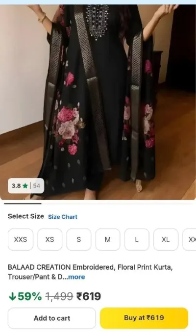 Embroidered, Floral Print Kurta Pant & Dupatta Set at ₹619