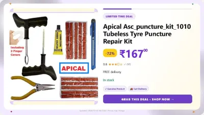 Tubeless Tyre Puncture Repair Kit at ₹167