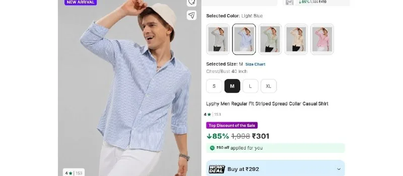 Lyphy Men Striped Casual White, Light Blue Shirt at ₹301