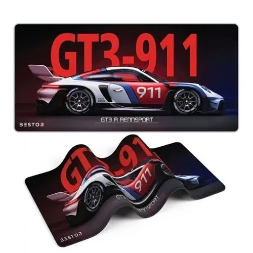 BESTOR Extended Mouse Pad 23×11 Inch, GT3 R-911 RENNSPORT Racing Car Design Desk Mat, Anti-Slip Rubber Base, Smooth Surface for Gaming, Offi at ₹202