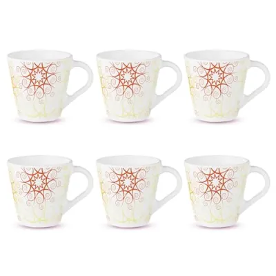 Larah by BOROSIL Novelty Series Zoya Opalware Mug, Set of 6 Tea/Coffee Mugs, 110 ml Each, Microwave & Dishwasher Safe, Bone-Ash Free, Crocke at ₹246
