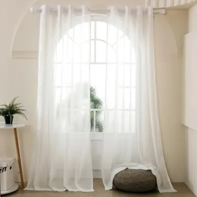 Story Sheer Door Curtains 7 Feet Set of 2 for Living Room Crisp White at ₹871