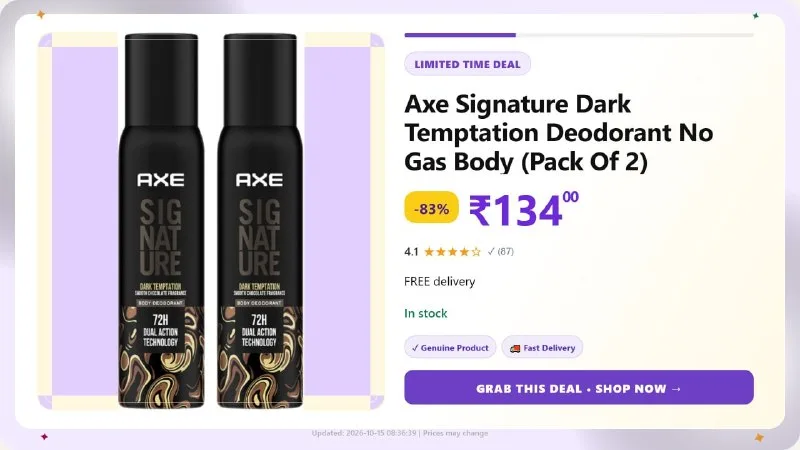 Axe Signature Dark Temptation Deodorant (Pack Of 2) at ₹134