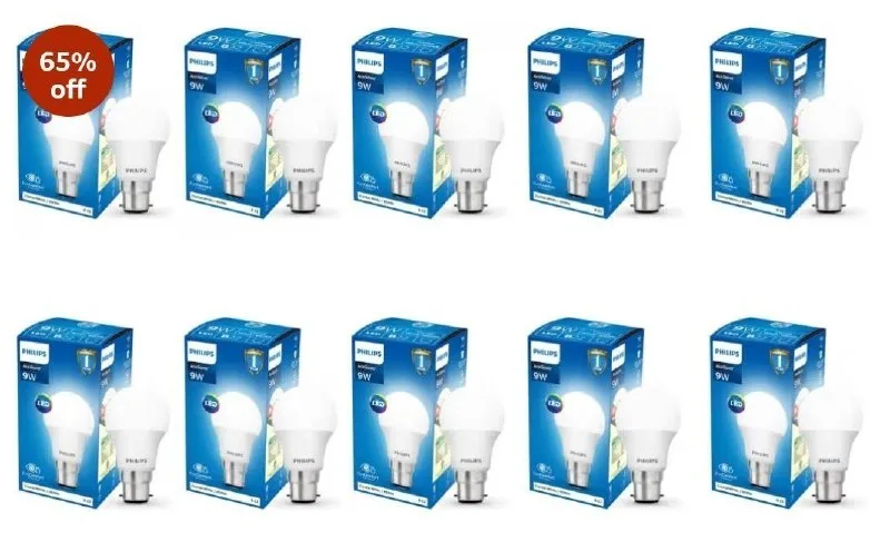 Philips 9-Watts B22 LED Cool Day White LED Bulb, Pack of 10 at ₹549