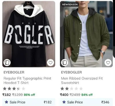 Eye boggler, Bullmer, Jump cuts Min 75%, Cantabil, Urbano, Bene kleed Min 70%