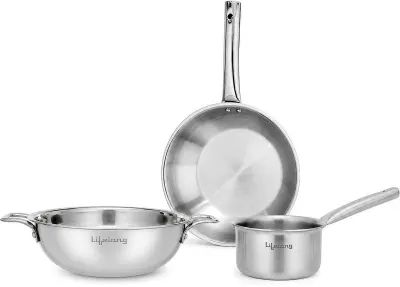 Lifelong Triply Kadai, Frypan & Saucepan Induction Bottom Cookware Set at ₹999