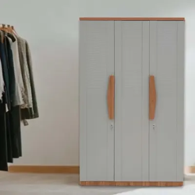 Royaloak Genting Malaysian Wardrobe 3 Door | Engineered Wood | Lockable Shutter Doors | Drawer Storage with Lock | Soft Closing Hinges | Mod at ₹20,50