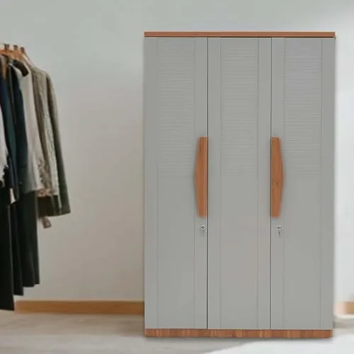 Royaloak Genting Malaysian Wardrobe 3 Door | Engineered Wood | Lockable Shutter Doors | Drawer Storage with Lock | Soft Closing Hinges | Mod at ₹20,750