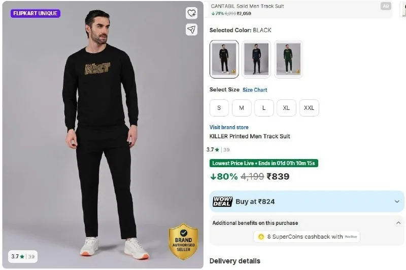 Killer Printed Men Track Suit at ₹839