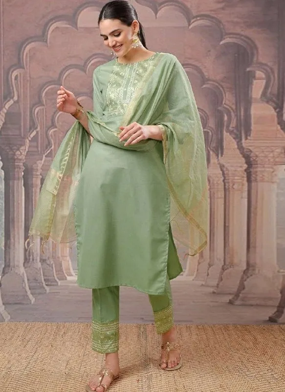 Vishudh Ethnic Motifs Yoke Design Regular Kurta with Trouser & Dupatta