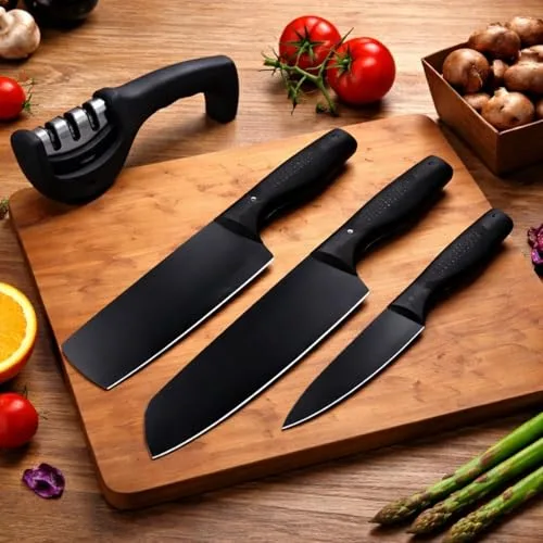 Kitchen Knife Set with Protective Blade Covers at ₹224