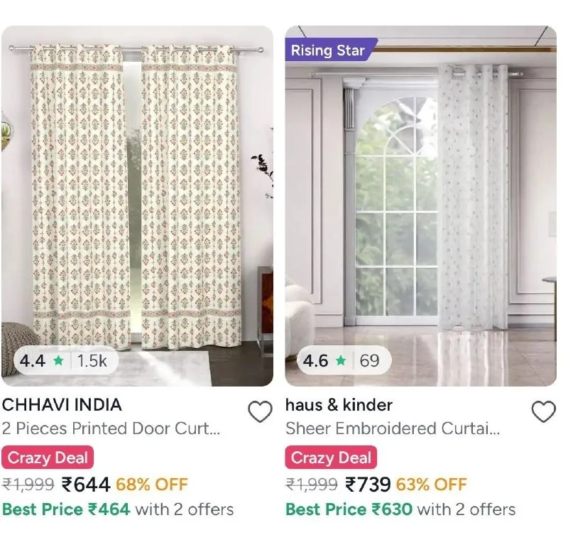 Long Door Curtains under 799/