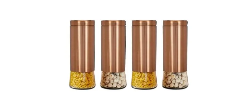 Solimo Rose Gold Bell Bottom Glass Jar 2250 ml Set of 4 at ₹995