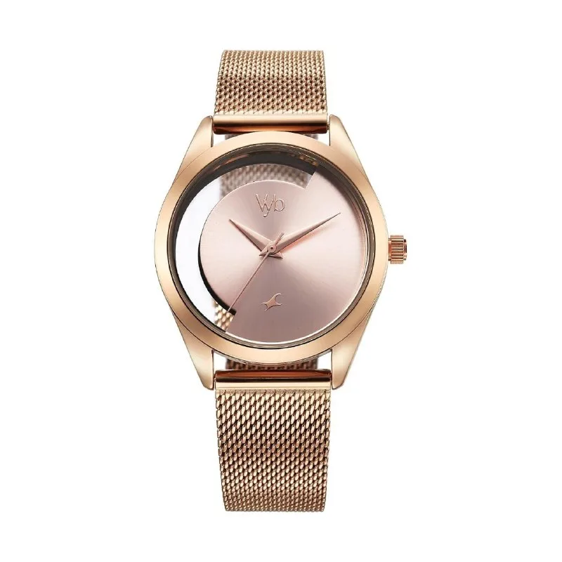 Fastrack Vyb Runway Quartz Analog Pink Dial Rose Gold Metal Strap Watch for Girls at ₹1,284