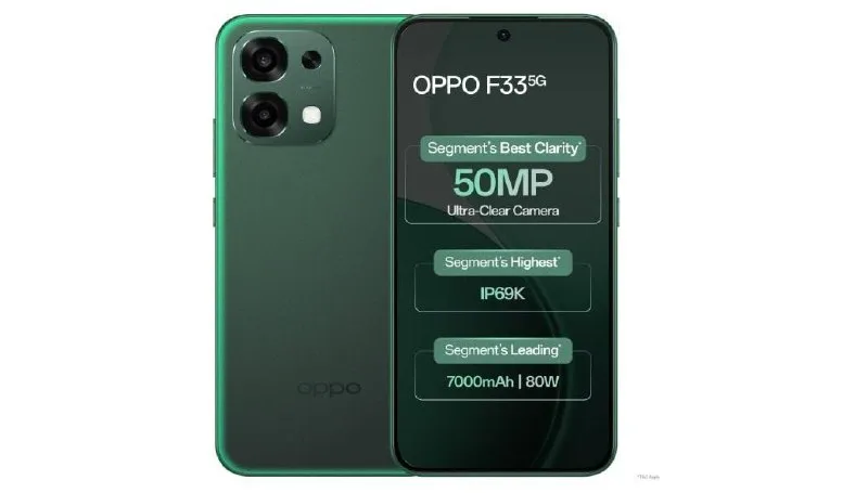 Oppo F33 5G Smartphone 6GB RAM, 128GB Storage at ₹31,499