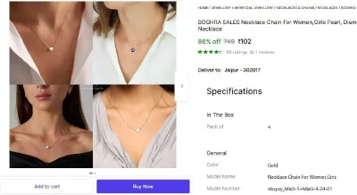 Pack Of 4 Necklace Chain at ₹102