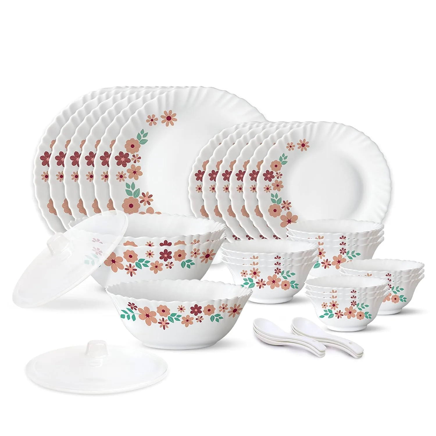 Larah by Borosil 35 Pieces Ayana Opalware Dinner Set at ₹1,699