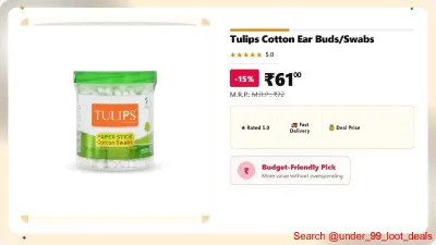 Tulips Cotton Ear Buds/Swabs (100/200 Tips) at ₹61