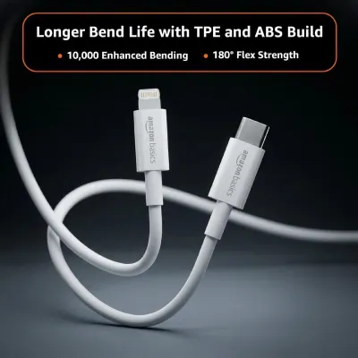 amazon basics TPE Type-C To Lightning Cable | 30W Fast Charging, 480Mbps Data Transfer Speed at ₹339