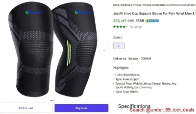 Justfit Knee Cap Support Sleeve at ₹189