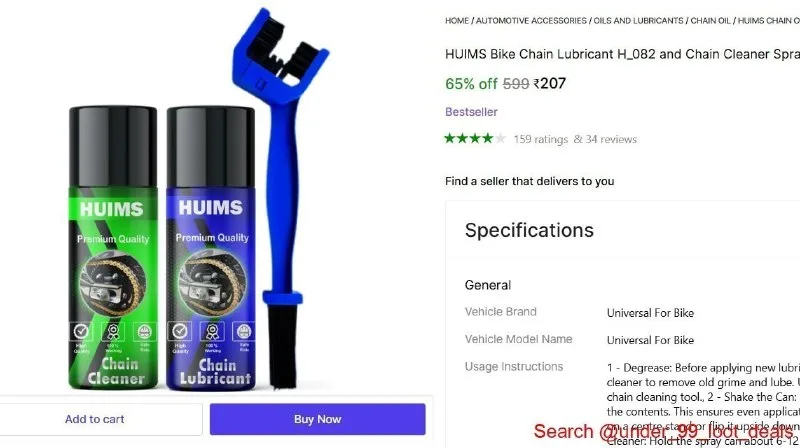 Chain Cleaner & Lubricant Spray With Cleaning Brush at ₹207