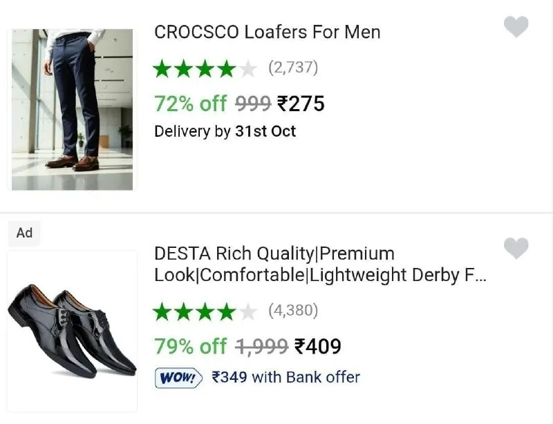 Men's formal shoes from ₹275