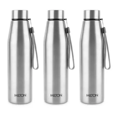 MILTON Drift 1000 Stainless Steel Water Bottle 950 ml, Set of 3, Single Walled, ISI Certified I Leak Proof Lid, Rust Proof I For School, Off at ₹581