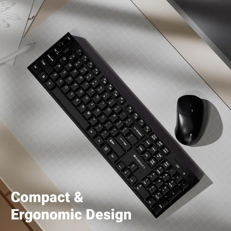 Zebronics Wireless Keyboard & Mouse Combo, 104 UV-Printed Keys, ₹ Key at ₹699