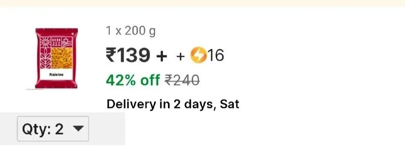 400 gm Raisins at ₹139