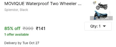 MOVIQUE Waterproof Two Wheeler Cover for Hero at ₹118