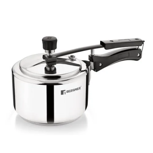 Bergner Aragon Inner Lid Stainless Steel Pressure Cooker 3 Litres, Triply Bottom Design, Non-Toxic Safety Valve, Ergonomic Handle, Mirror Fi at ₹1,299