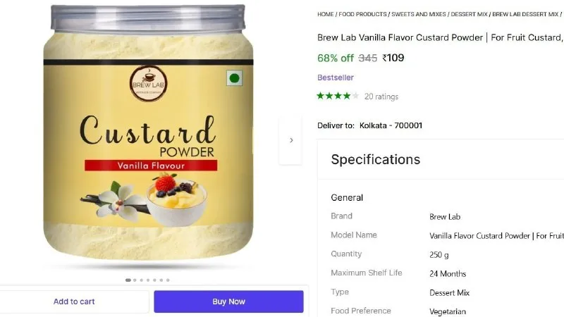 Vanilla Flavor Custard Powder, 250 gm at ₹109