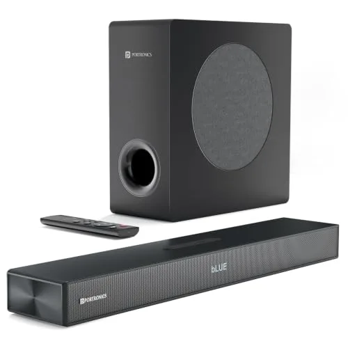 Portronics 140W Pure Sound 110 2.1 Channel Home Theatre with Deep Base Wired Subwoofer, Bluetooth 5.3, TI DSP Chipset, HDMI ARC, Optical, US at ₹3,999