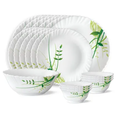 Larah by Borosil Herbs Opalware Dinner Set, 19-pieces at ₹1,199