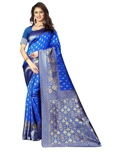 SIRIL Women's Banarasi Soft Silk Saree Pure Silk with Unstitched Blouse Piece at ₹237