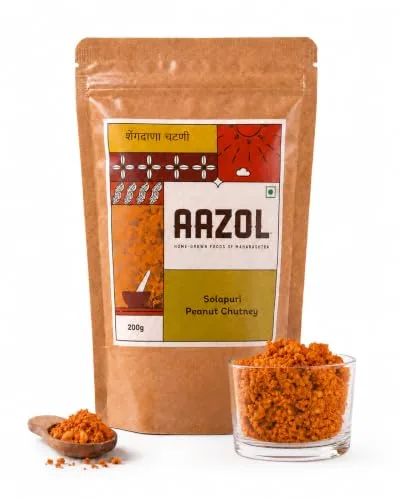 Aazol Solapuri Peanut Chutney - 200g | Mungfali/Shengdana Chutney | Authentic Solapuri Recipe | Spicy & Crunchy | Ready to Eat at ₹1