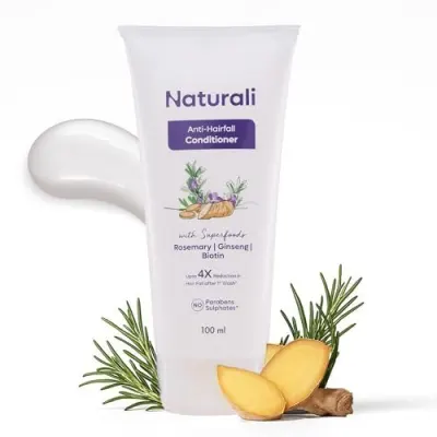 Naturali Anti-Hairfall Conditioner with Rosemary, Korean Ginseng & Biotin | Proven 3x Lesser Breakage at ₹94