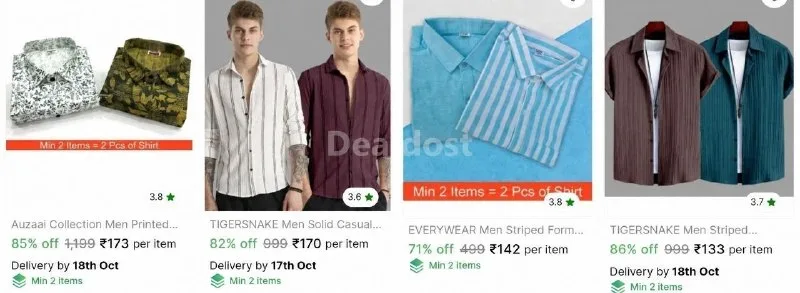 Men's shirt from ₹142