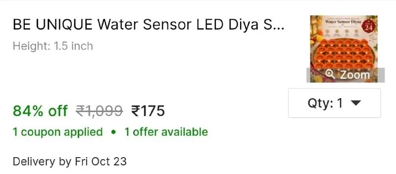 BE UNIQUE Water Sensor LED Diya Set Ultra Bright Decorative Diyas for Festivals Plastic at ₹175