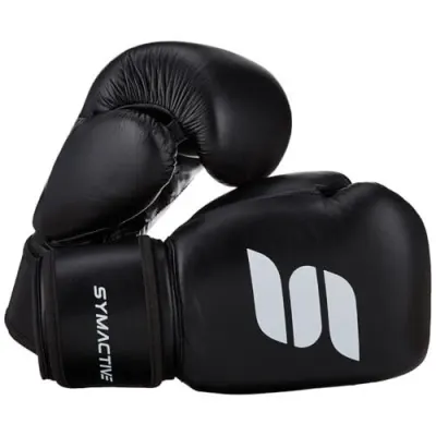 Amazon Brand – Symactive Leather Boxing Gloves for Men & Women |16 Oz |Training & Sparring Gloves with High-Density Padding | Black at ₹749