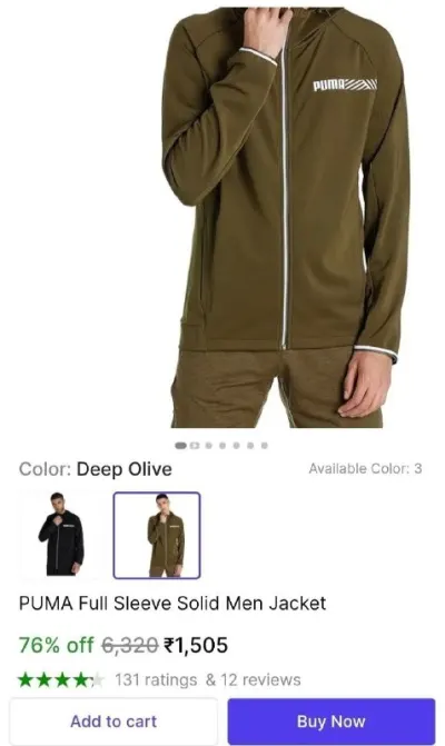 PUMA Full Sleeve Men Jacket at ₹1,505